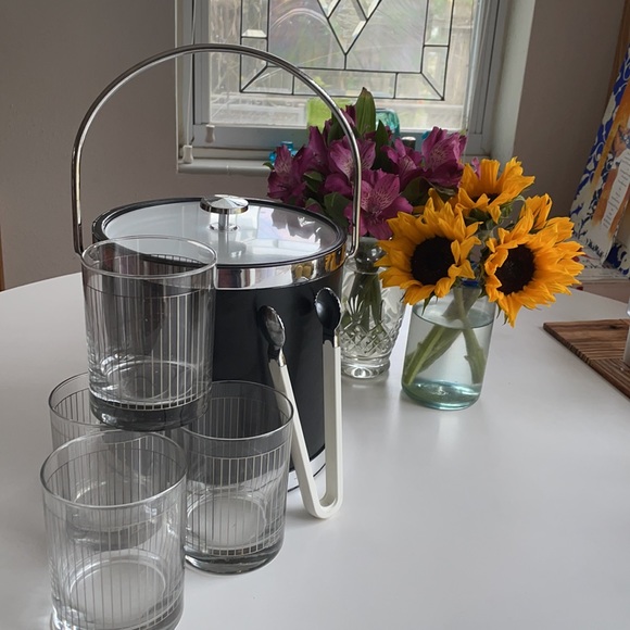 Vintage Ice Bucket w/ Four and Tongs - Picture 2 of 11